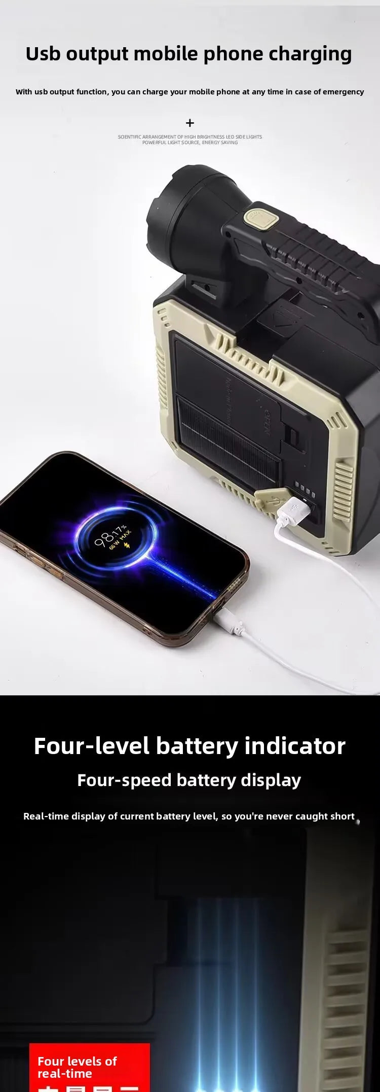 Solar-Powered Handheld Flashlight | Super Bright Emergency Light