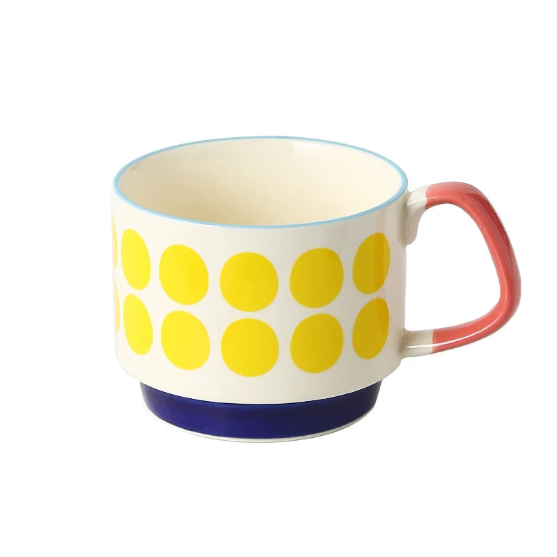 Set de tazas de cerámica retro japonesa con diseño floral de 300 ml | Vajilla elegante