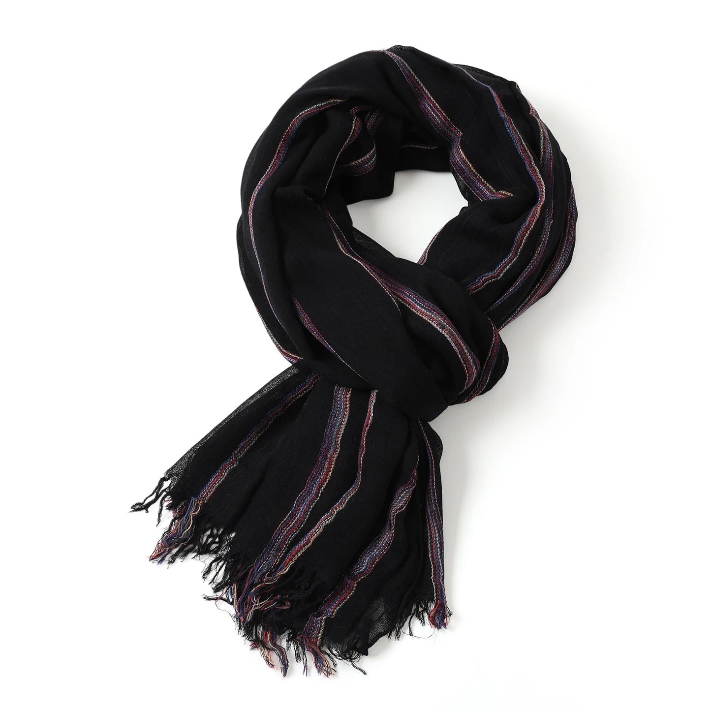 Cotton Linen Striped Men's Scarf | Warm Autumn Winter Accessories