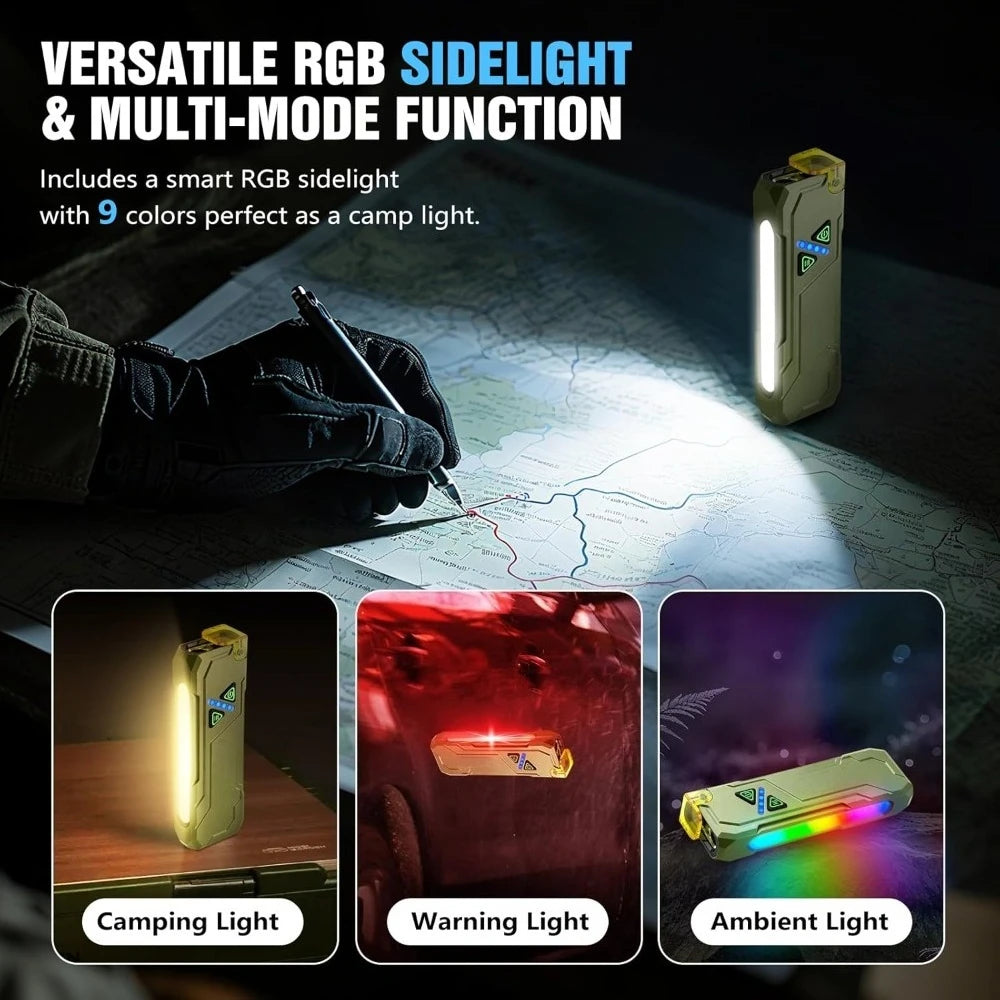 1000 Lumens RGB LED Flashlight | Rechargeable Magnetic Pocket Light