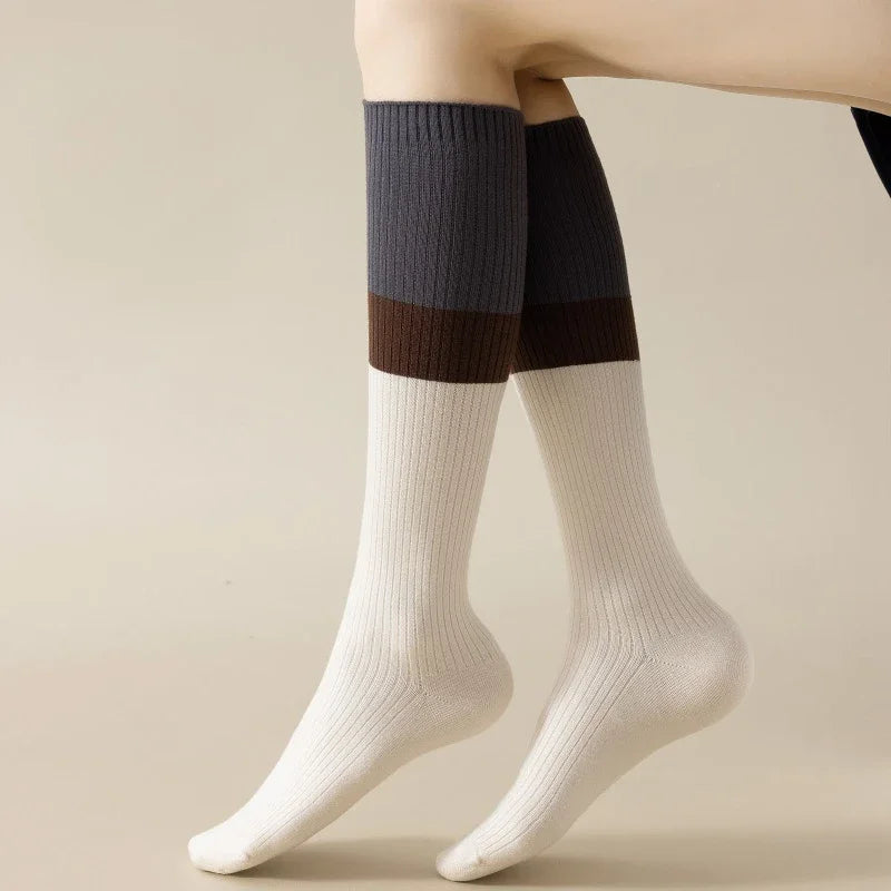 Women's Cotton Color Matching Knee Socks | Fashion-Forward Style