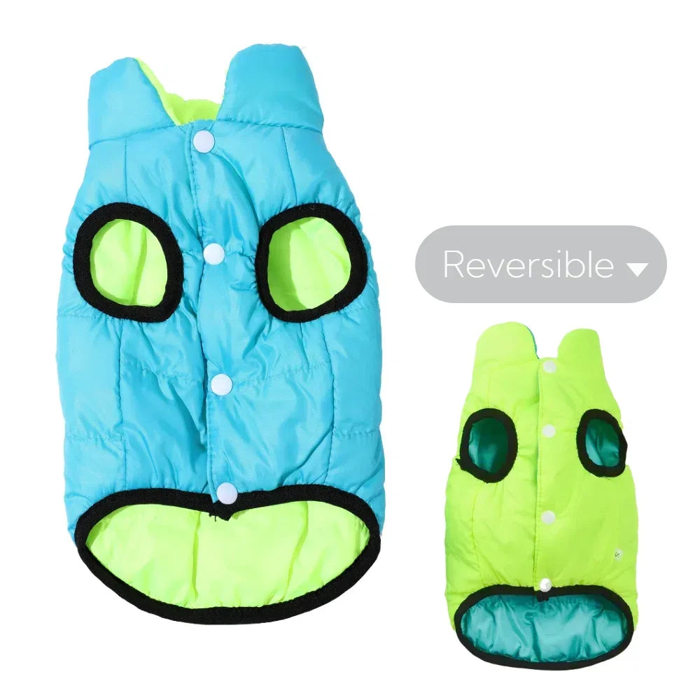 Chaqueta reversible de invierno para mascotas | Chaleco cálido y cortavientos para mascotas