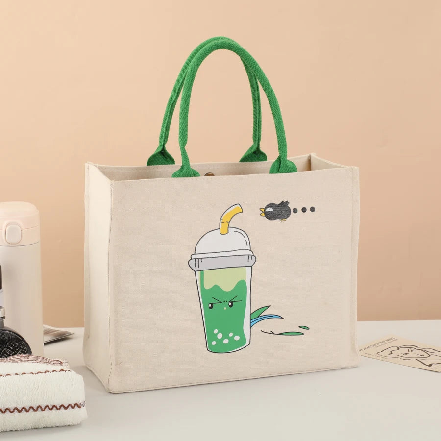 Large Capacity Cartoon Tote Bag | Versatile Canvas Shopping Bag