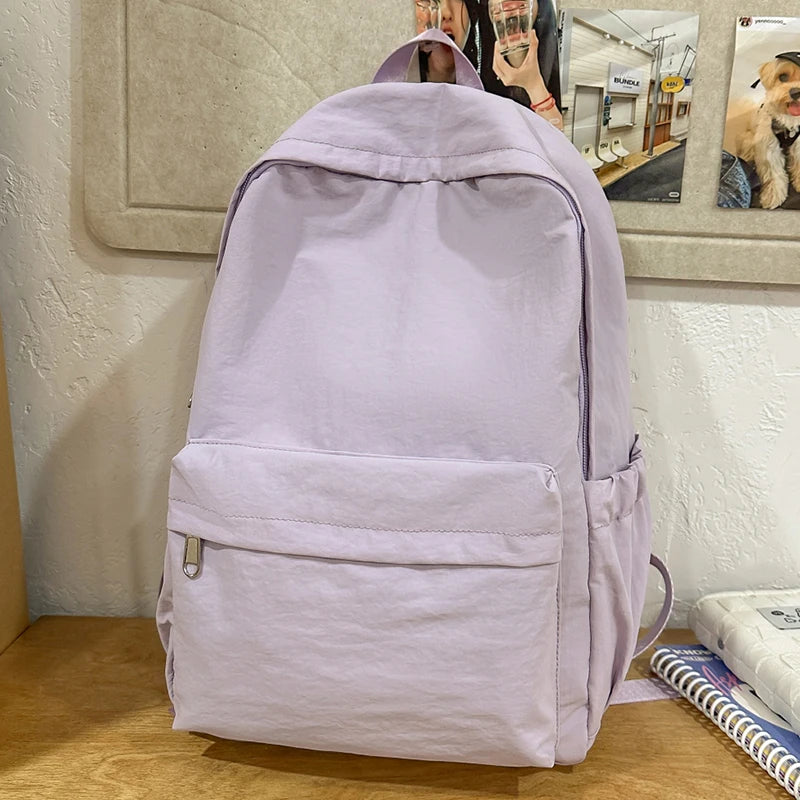 Versatile Solid Color Backpack | Large Capacity Daily Use