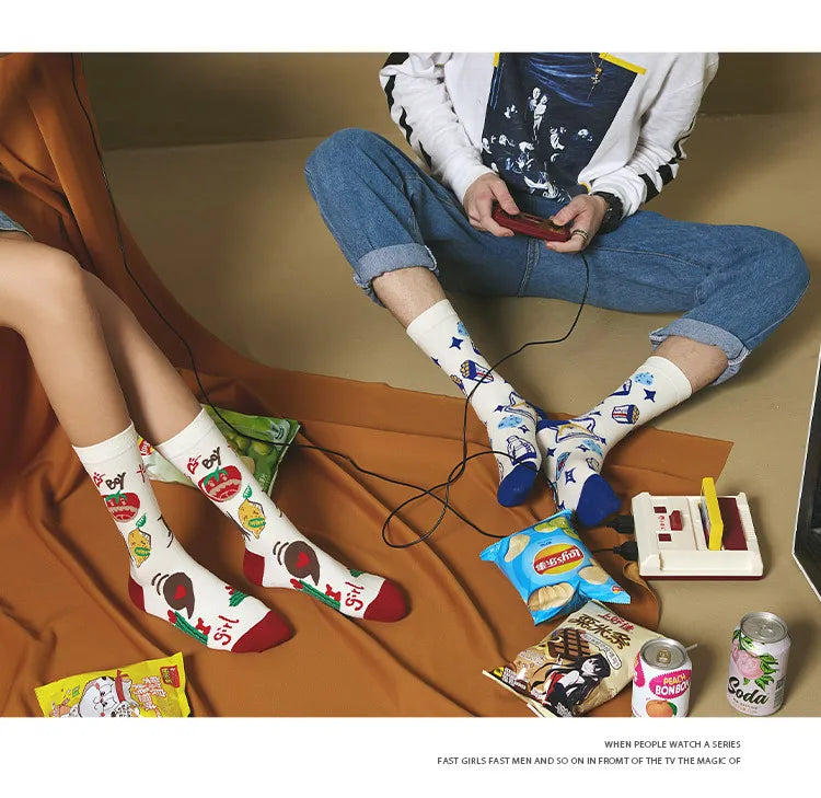 5 Pairs Colorful Funny Villain Socks | Quirky Harajuku Style