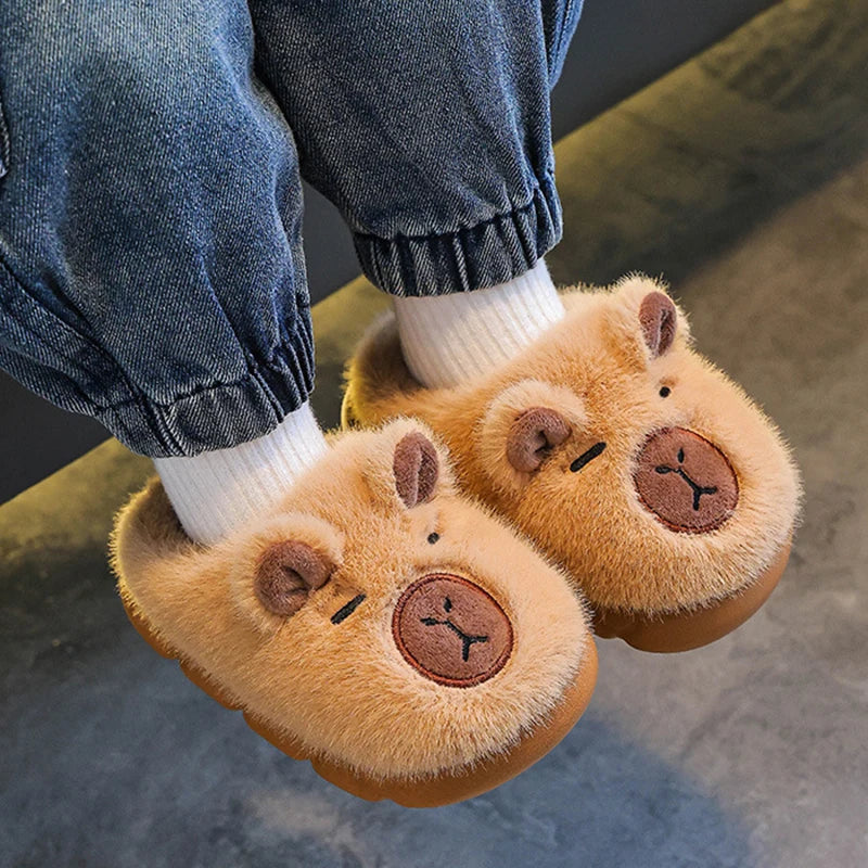 Kids' Capybara Cartoon Plush Slippers | Soft & Cozy Indoor Shoes
