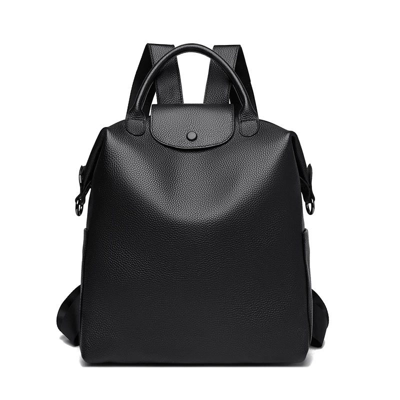 Genuine Cowhide Leather Women's Backpack | Stylish Large Capacity Bag