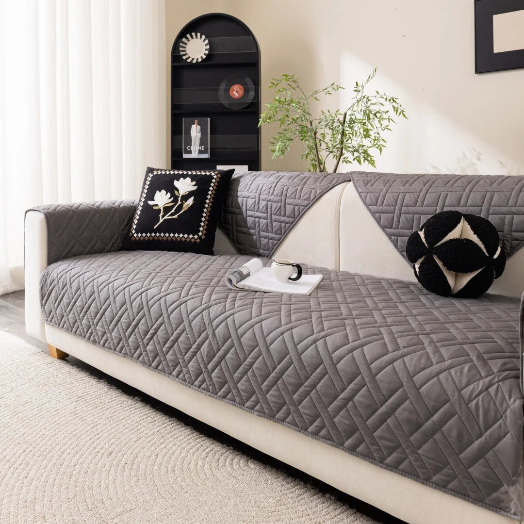 Geometric Quilted Non-Slip Sofa Cover | Universal Fit & All-Season