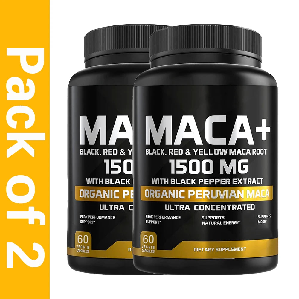1500mg Organic Maca Root Capsules - Energy & Mood Support