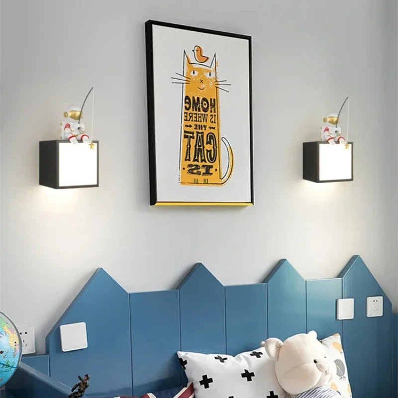 Lámpara de aplique de pared de astronauta creativo | Iluminación infantil moderna
