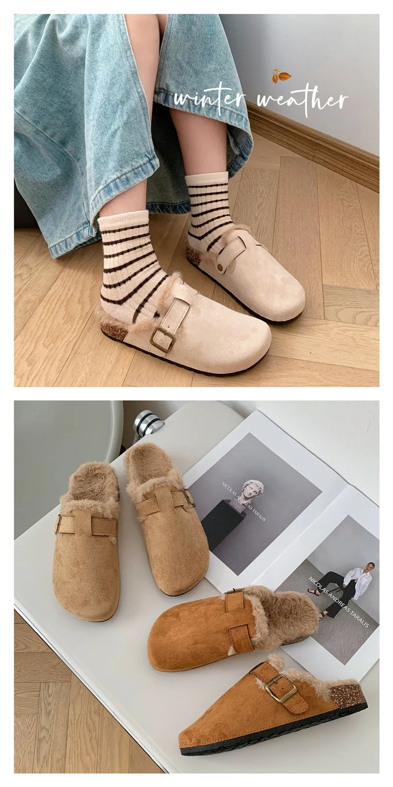 Cozy Winter Fur Clogs Slippers for Women | Plush Indoor/Outdoor