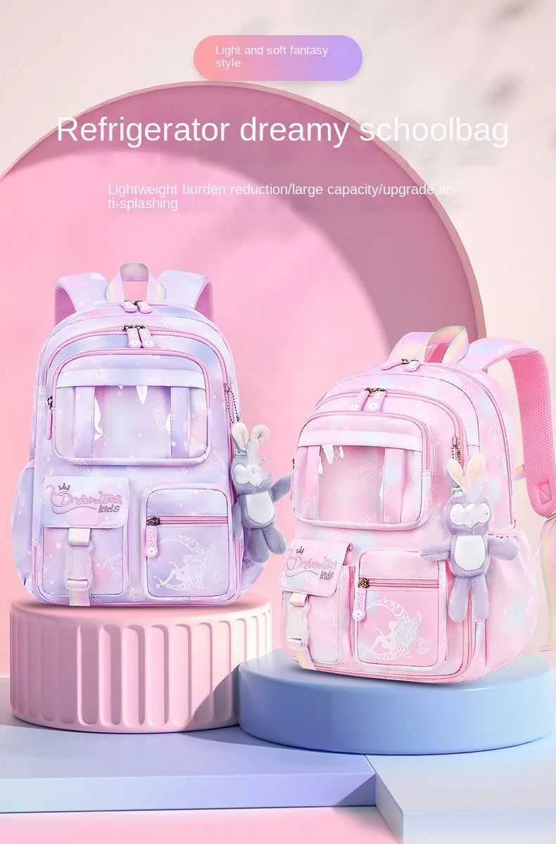 Cute Waterproof Rainbow Backpack for Girls | Spine Support Design