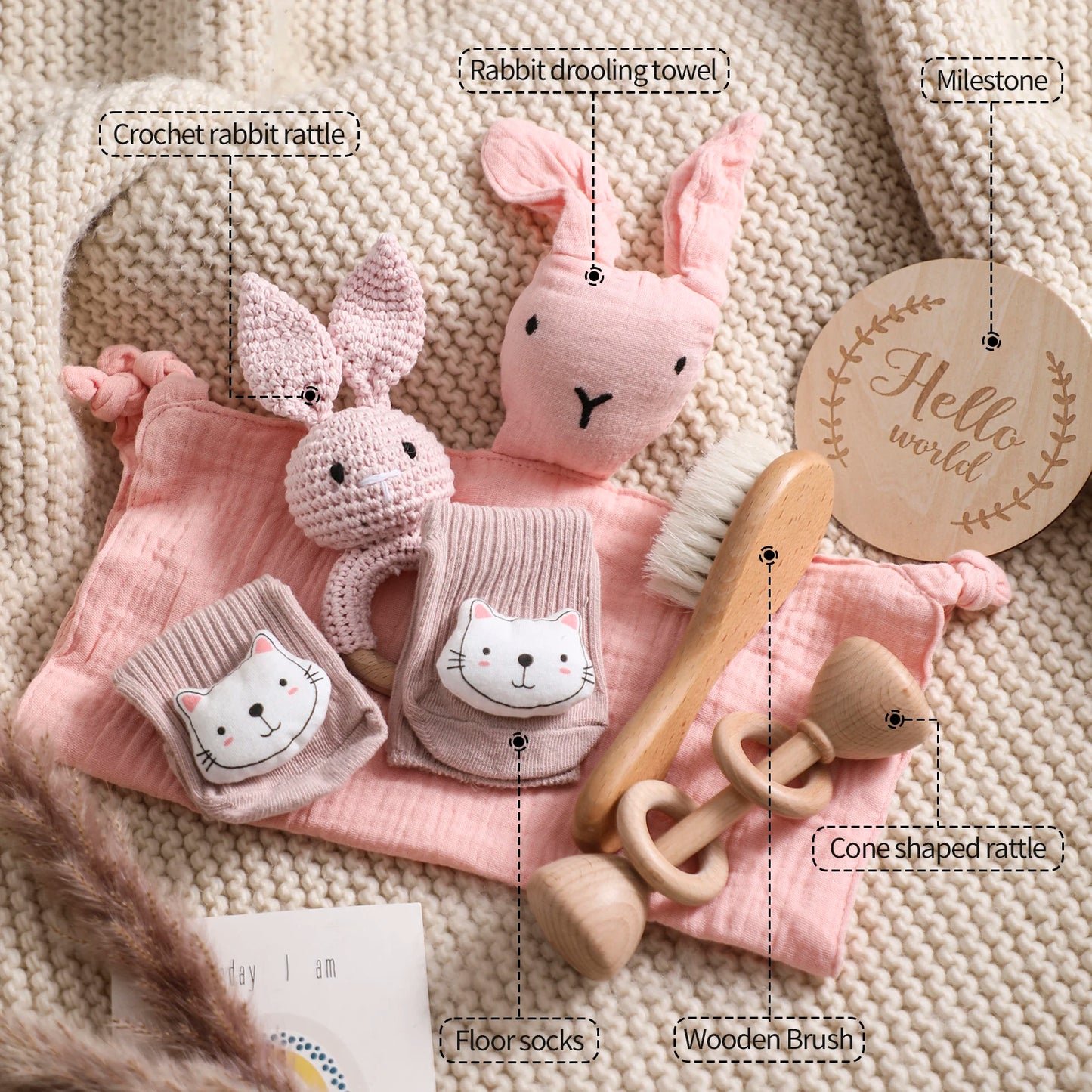 Baby Double-Sided Cotton Blanket Bath Set | Perfect Newborn Gift