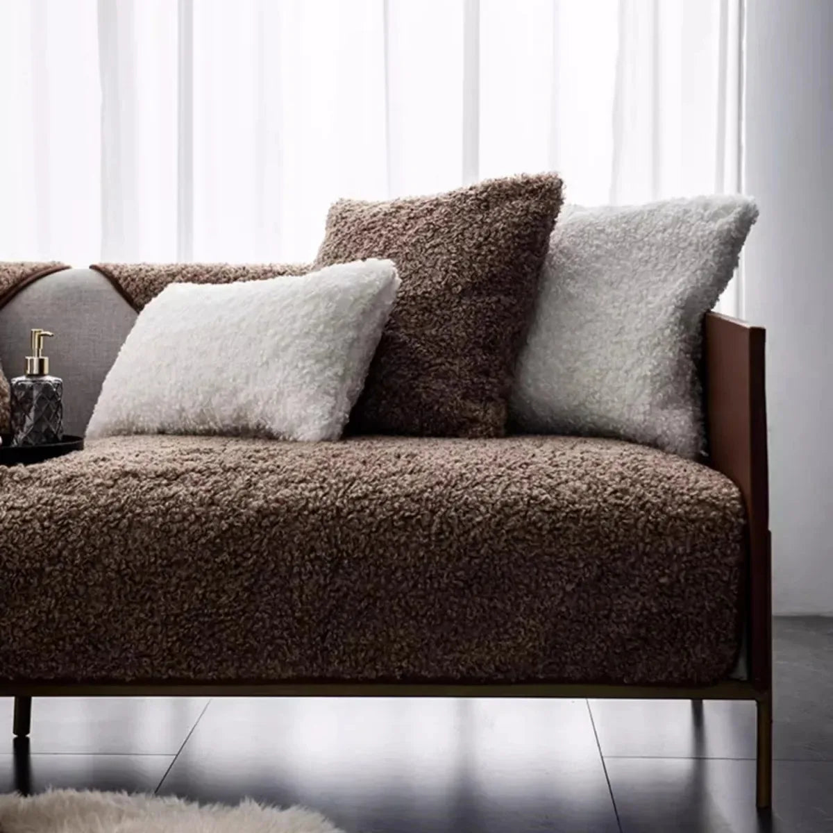 Thick Soft Fluffy Curling Sofa Cover | Anti-Slip Slipcover