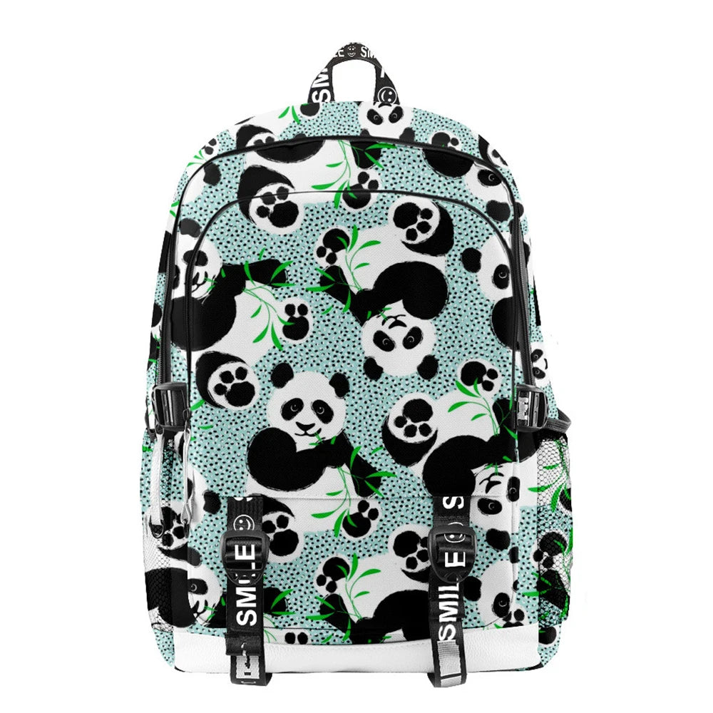 3-Piece Cartoon Panda School Backpack Set for Students