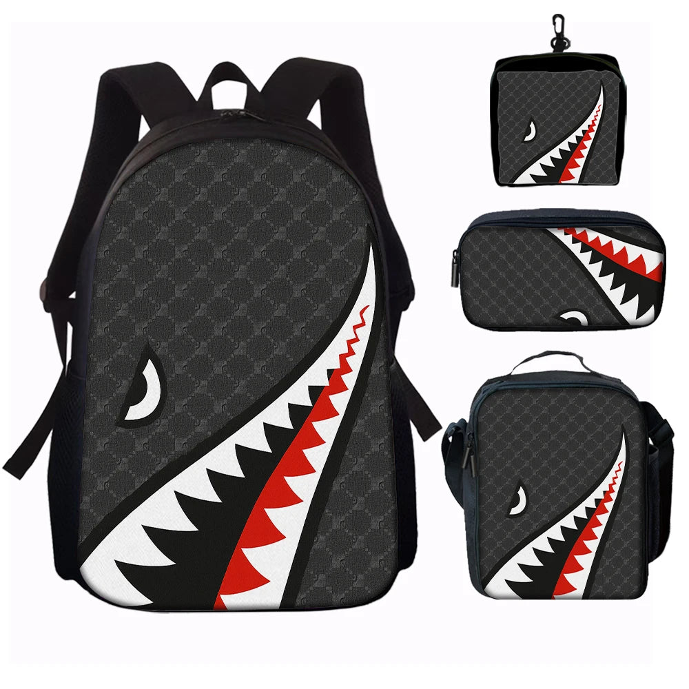 Trendy Shark Graphic Backpack Set | Ideal for School & Adventures