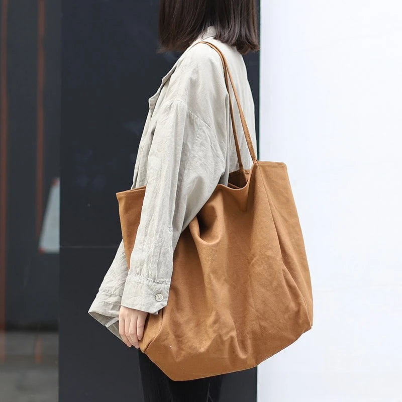 Large Capacity Canvas Tote Bag | Stylish Commuter Shopping Bag