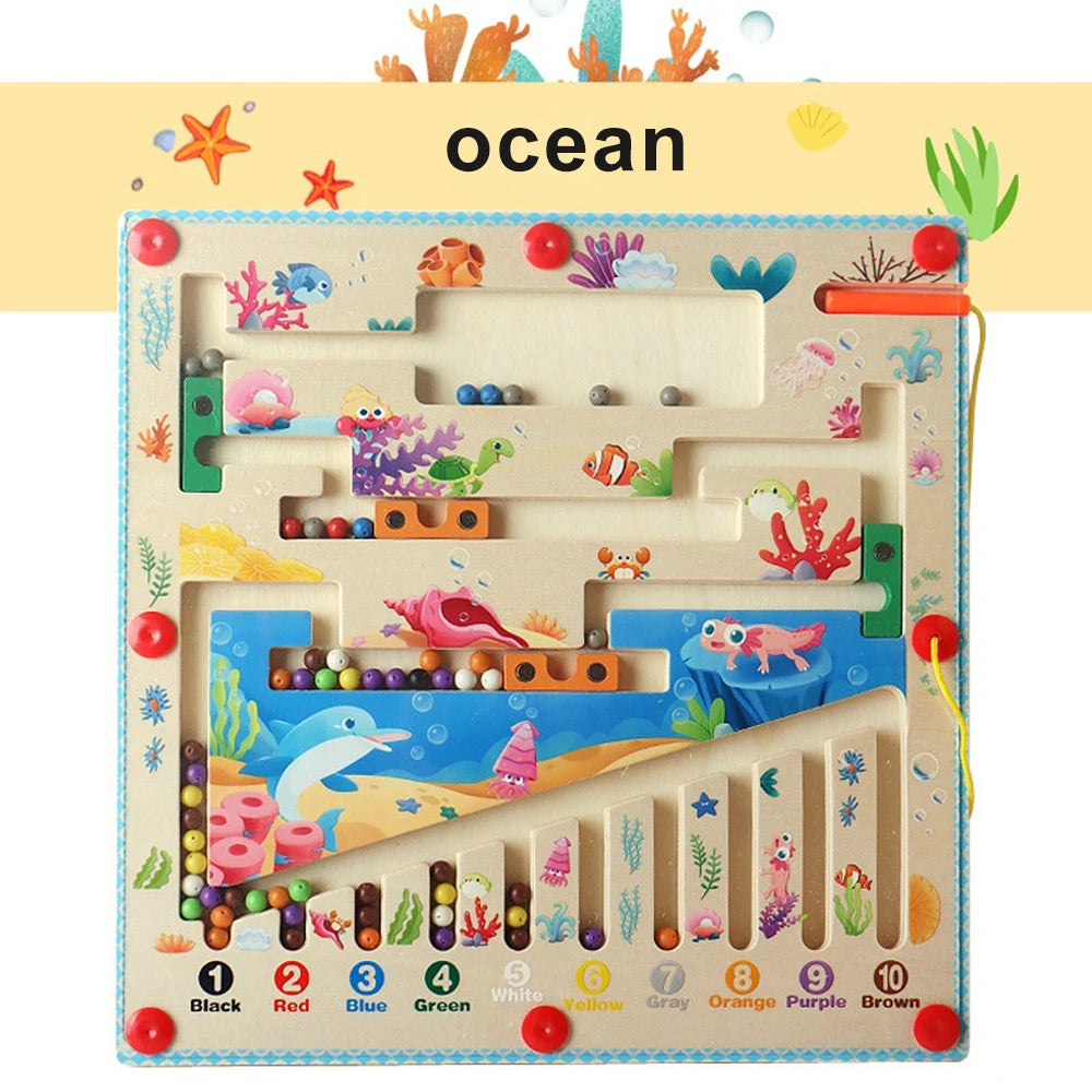 Magnetic Color and Number Maze Montessori Toy for Kids Learning