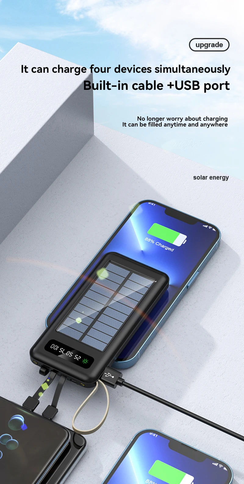 200000mAh Solar Power Bank | Fast Charging Portable Battery