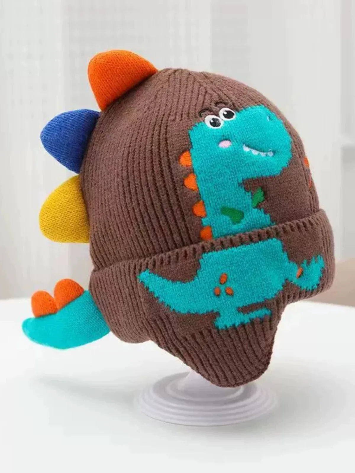Kids Dinosaur Knitted Beanie Hat | Funny Warm Winter Cap