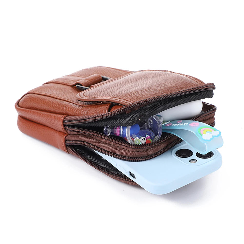 Bolso bandolera de piel de vacuno para hombre | Elegante diseño multibolsillos