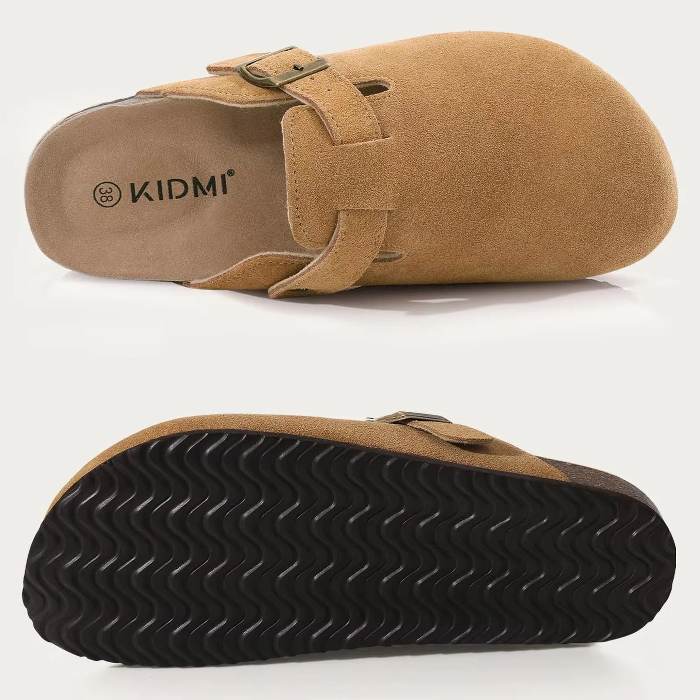 Women's Genuine Leather Clogs with Cork Footbed | Slip-On Comfort Slippers