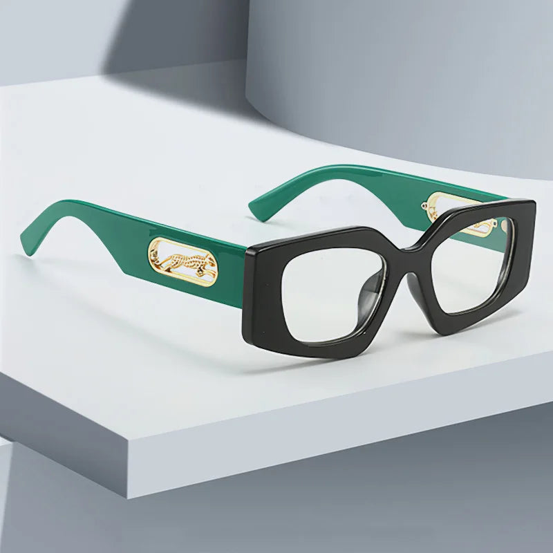 Stylish Women's Black Geometric Sunglasses with Gold Accents