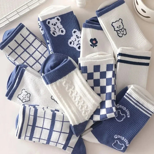 10 Pairs Women's Cute Rabbit Embroidery Casual Socks | Stylish & Breathable