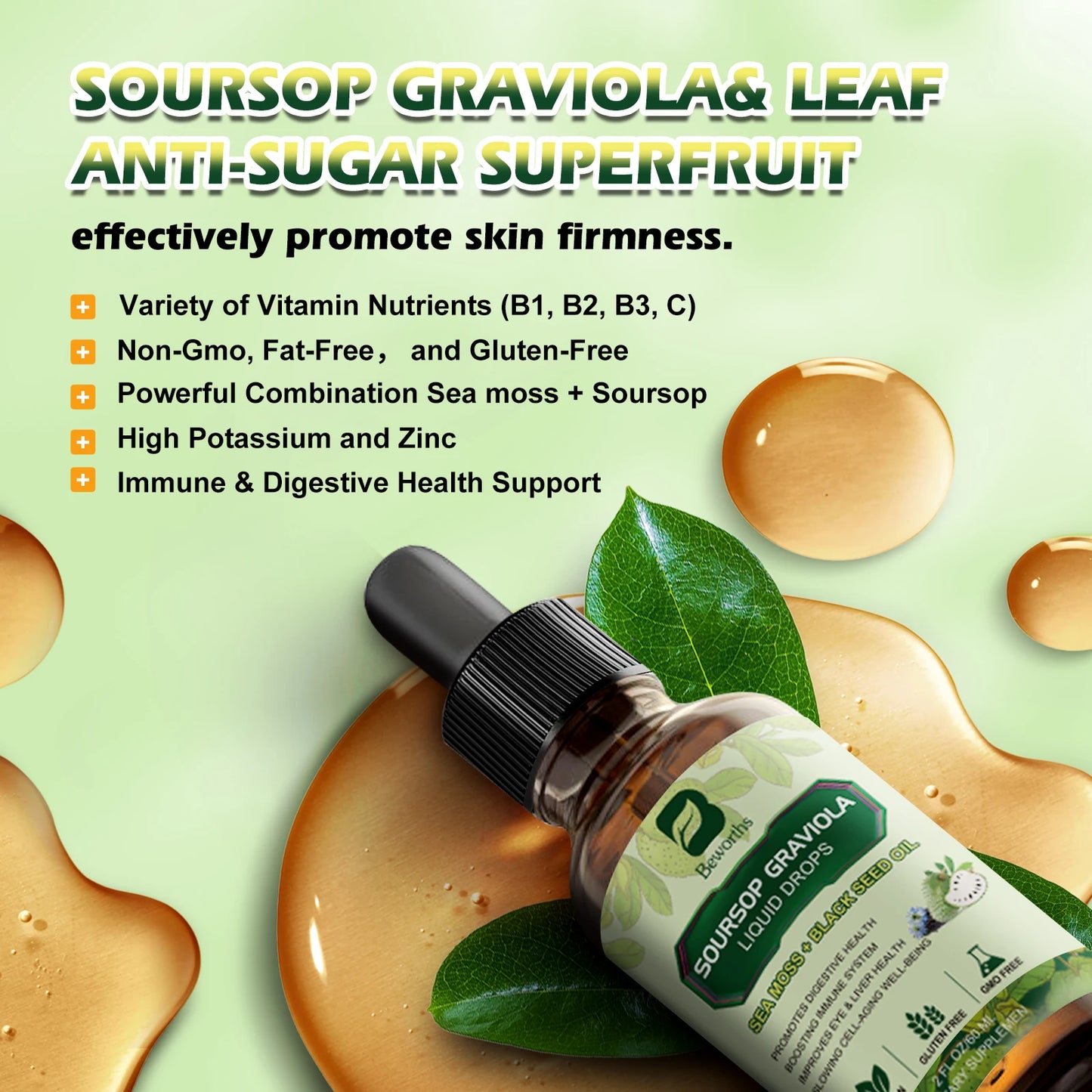 Sea Moss & Soursop Graviola Extract Drops | Support Immunity & Digestion
