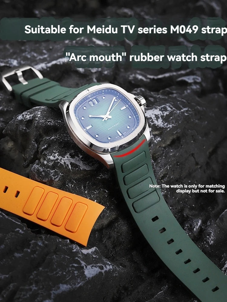 22mm Rubber Watch Strap | Stylish Black/Grey Fluoroelastomer Band