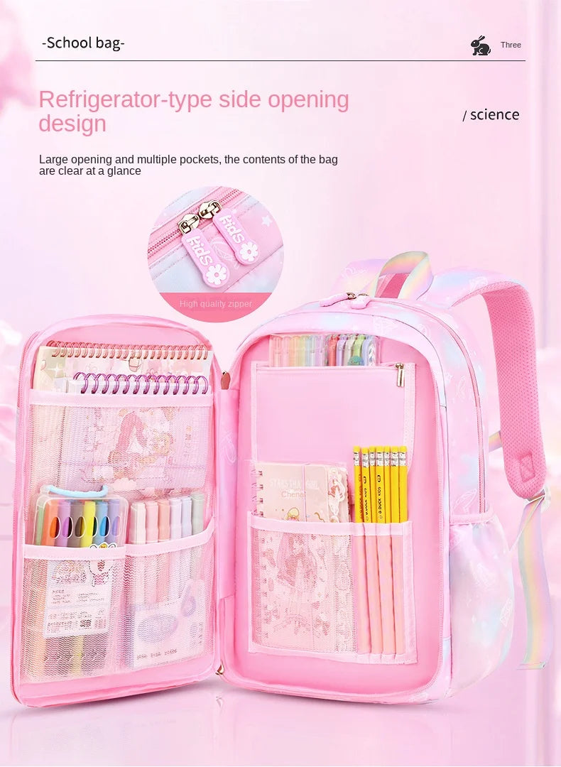 Cute Waterproof Rainbow Backpack for Girls | Spine Support Design