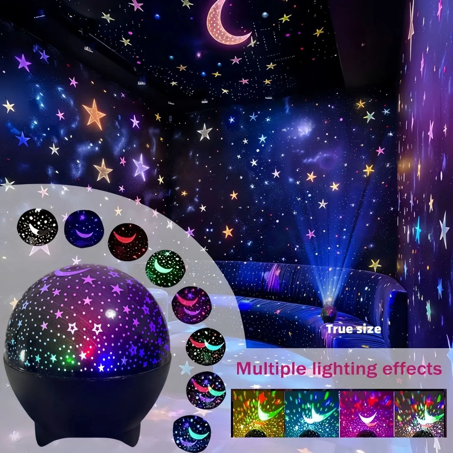 RGB Starry Moon Galaxy Projection Lamp | Kids Room Decor