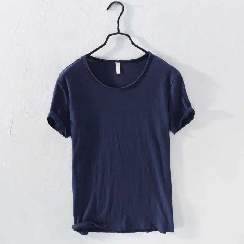 Men's Retro Raw Edge T-Shirt | Lightweight & Breathable Casual Top