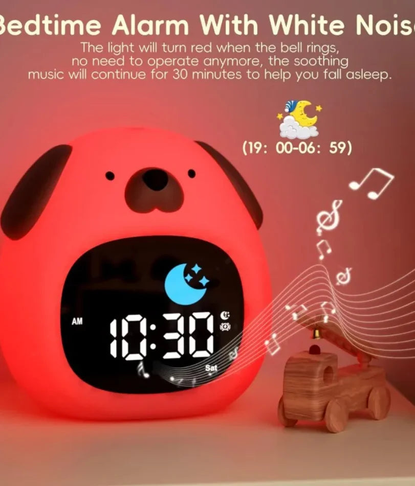 Cute Puppy-Shaped Kids Alarm Clock | Toddler Sleep Training Light