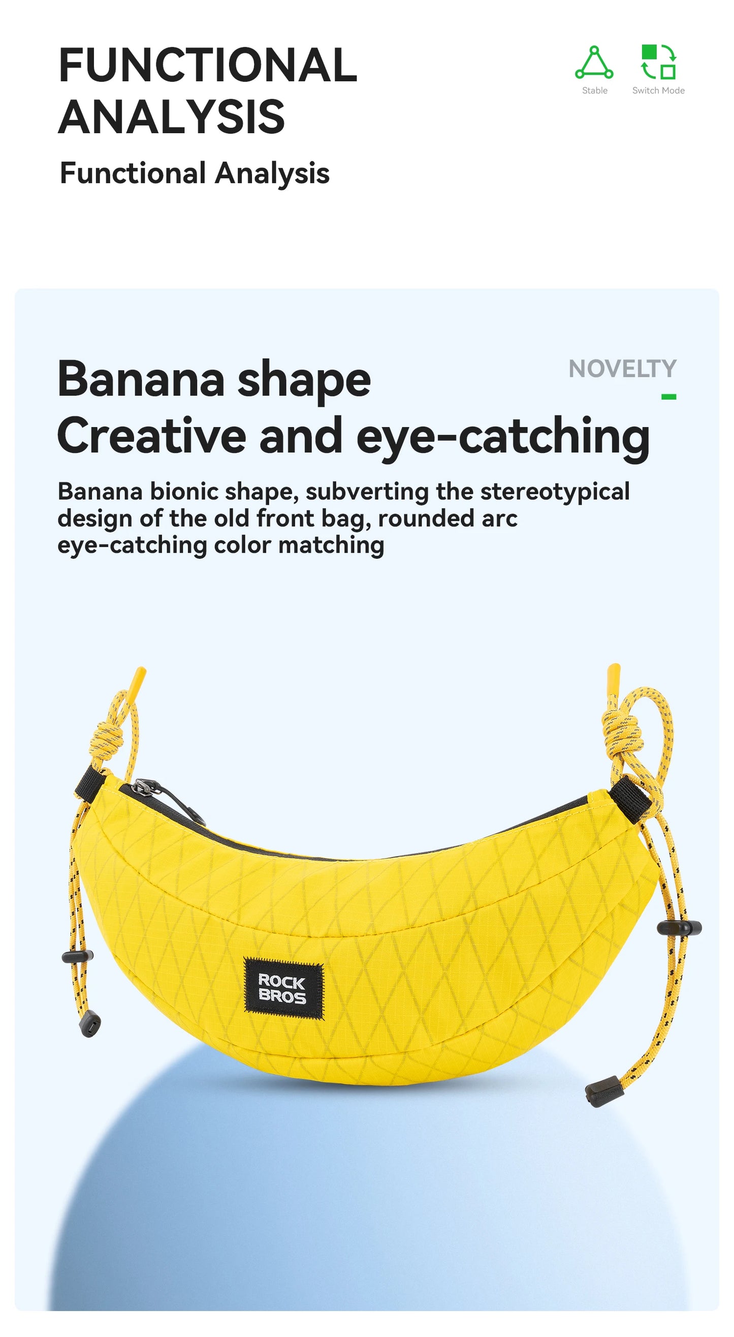 Outdoor Bicycle Bag | 1.8L Banana Shape Bike Bag with Strap