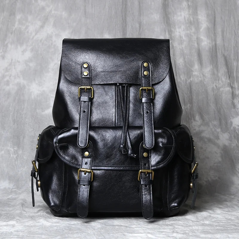 Retro Leather Men's Backpack | Spacious Travel & School Bag