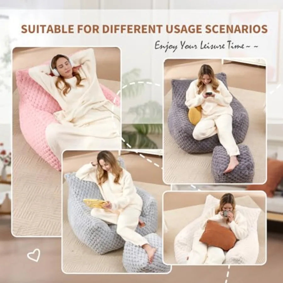 Comfy Giant Bean Bag Chair with Ottoman for Ultimate Relaxation