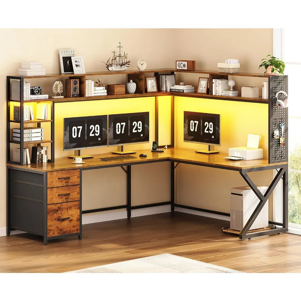 L Shaped Desk with Hutch | Spacious, Convertible Office Design