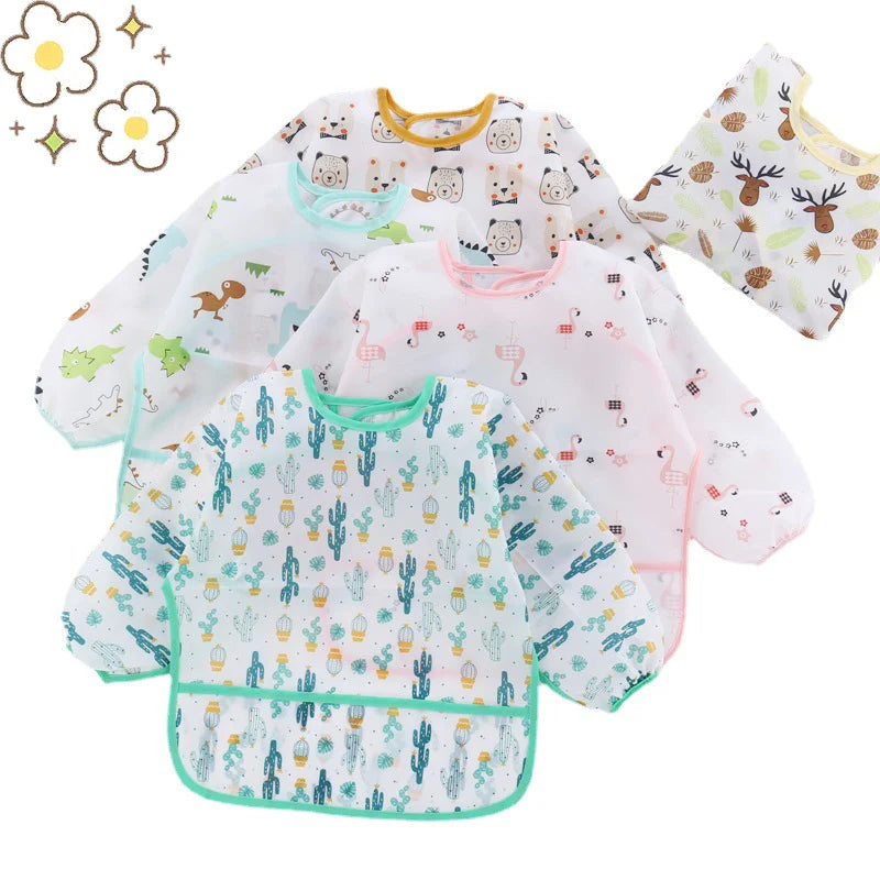Babero de silicona con dibujos para bebé | Suave, impermeable y seguro