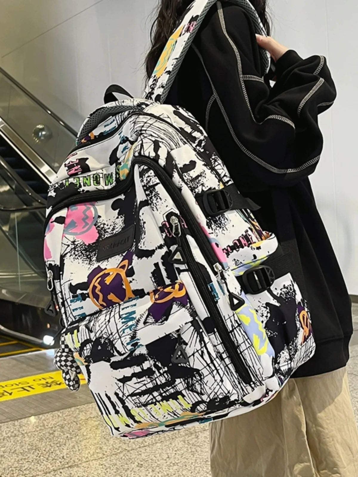Trendy Personalized Graffiti Japanese Backpack | Large Capacity Book Bag