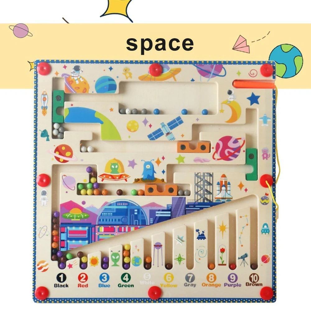 Magnetic Color and Number Maze Montessori Toy for Kids Learning