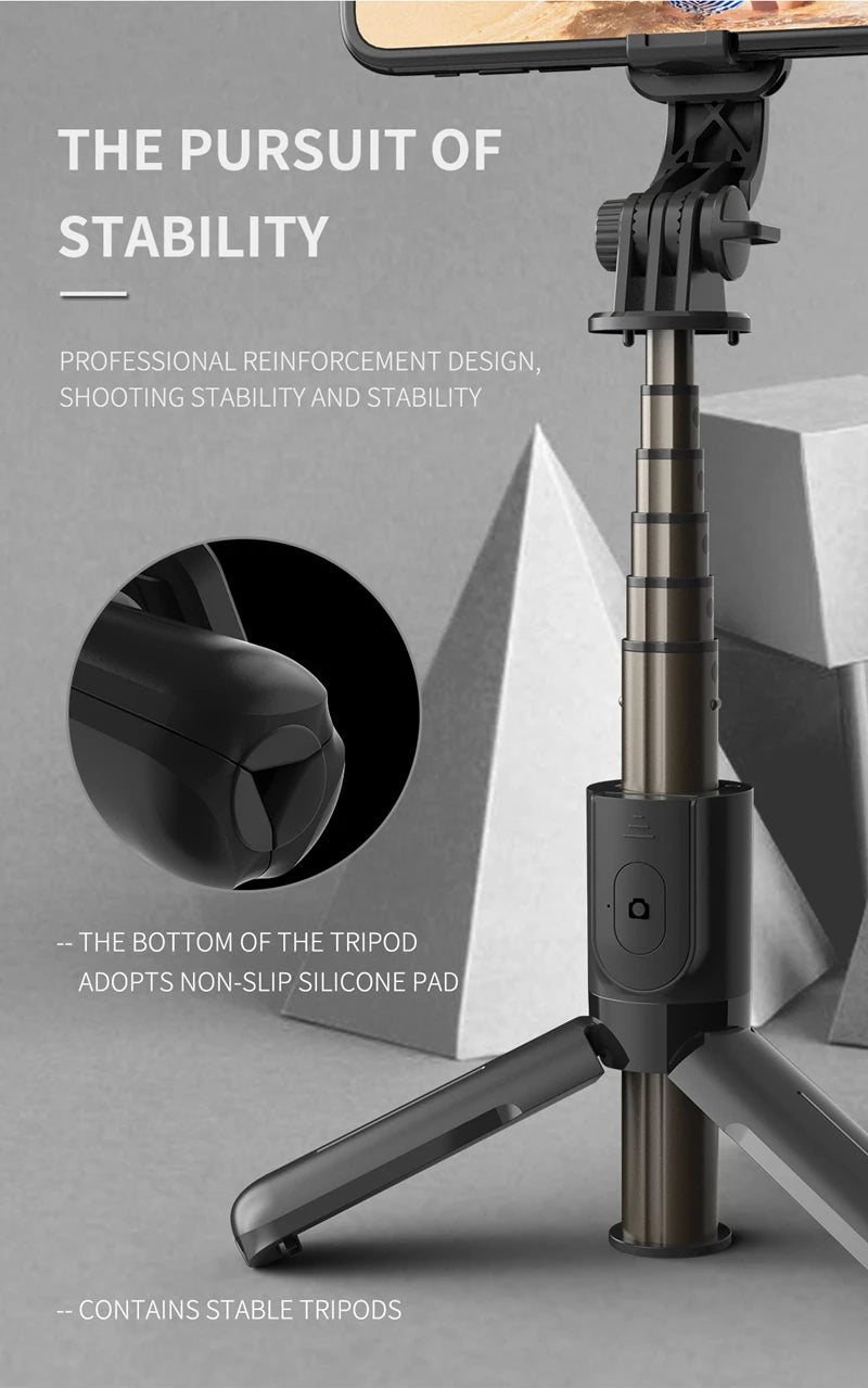 Extended Selfie Stick Tripod with Wireless Bluetooth Remote & LED Light