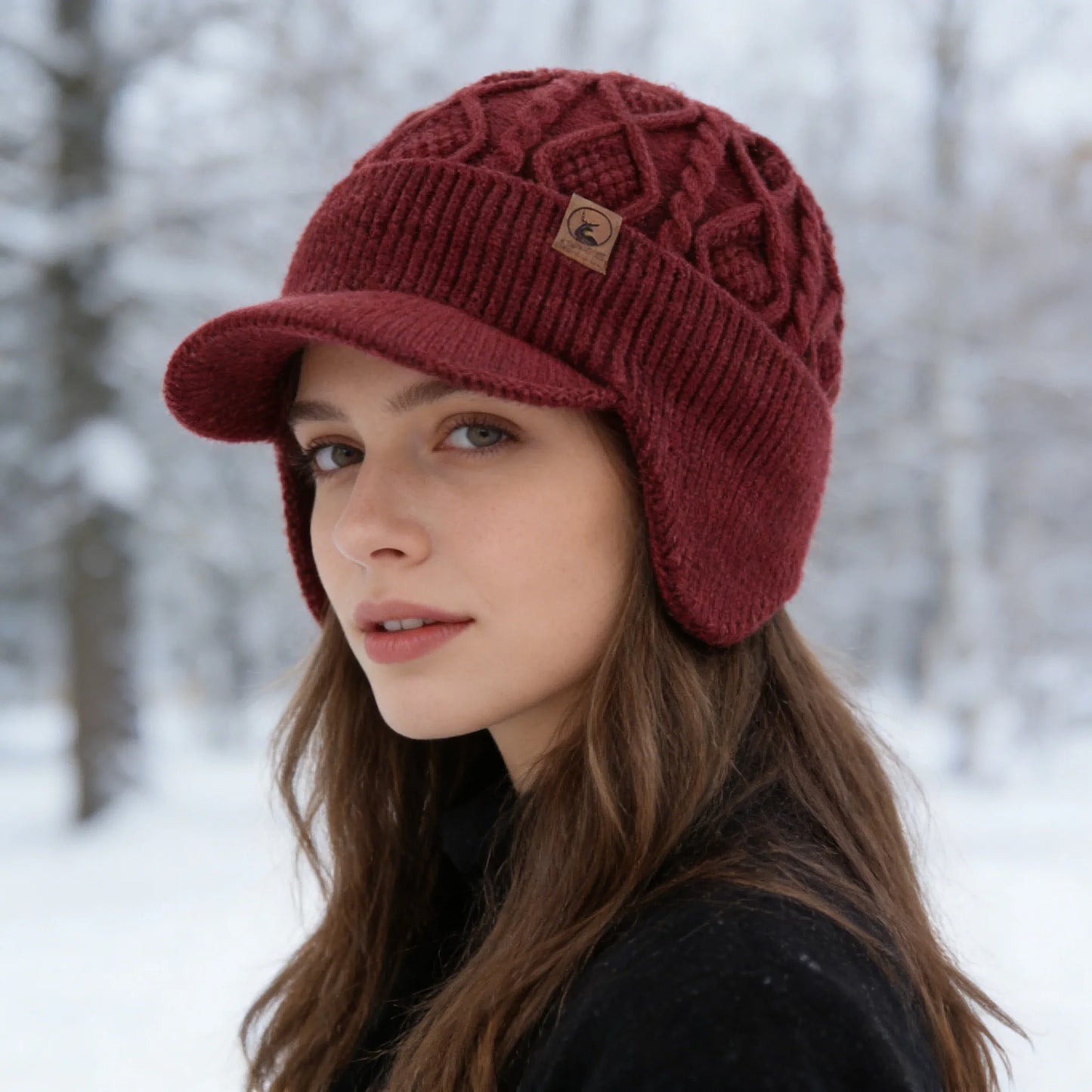 Unisex Fleece Lined Earflap Beanie Hat | Stylish Warm Winter Cap