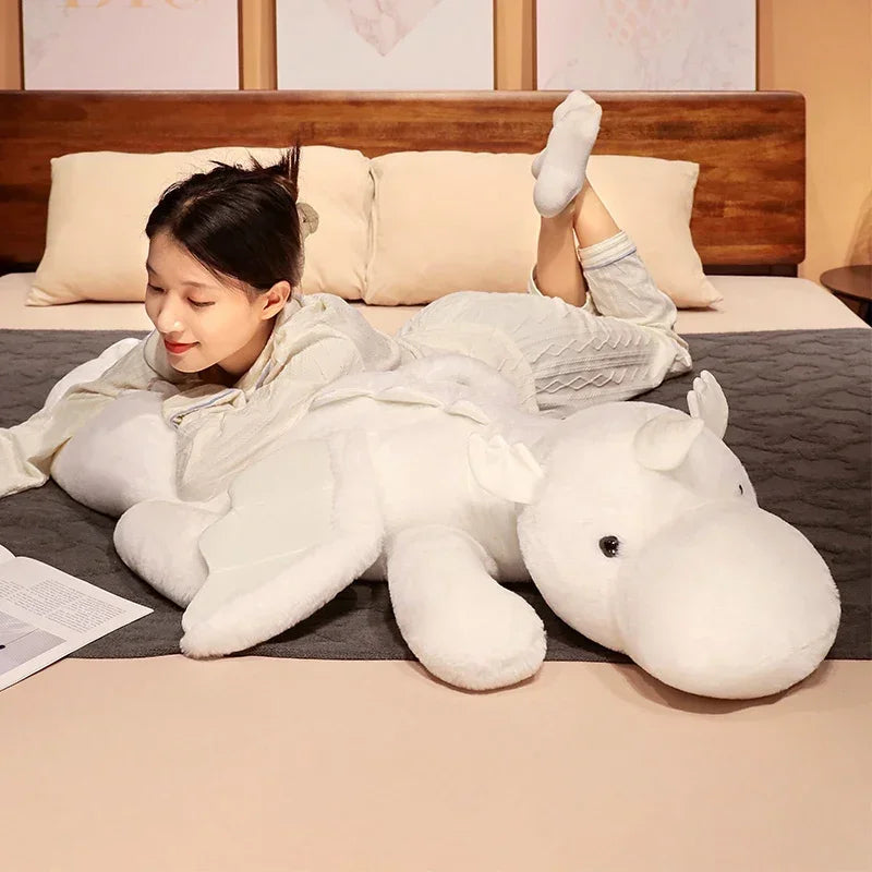 Giant Dragon Plushie Toy | Soft Snow Dragon Stuffed Dinosaur Pillow