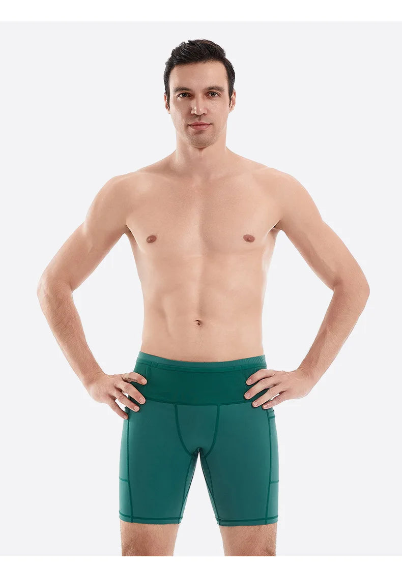 Quarter Length Compression Running Shorts with Multi-Pockets
