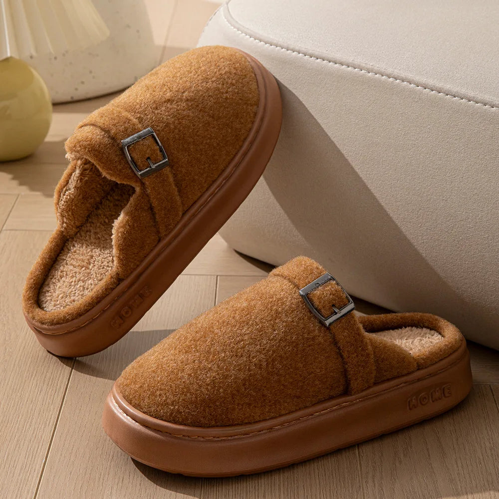 Couples Plush Fleece Slippers | Warm Non-Slip House Shoes