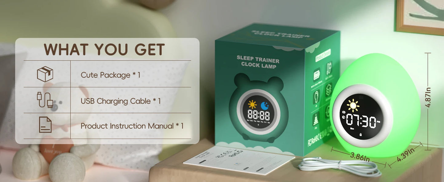 Cute Puppy-Shaped Kids Alarm Clock | Toddler Sleep Training Light