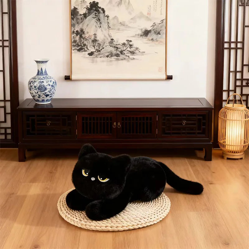 Cute Black Cat Plush Pillow | Soft Stuffed Cushion for Cat Lovers