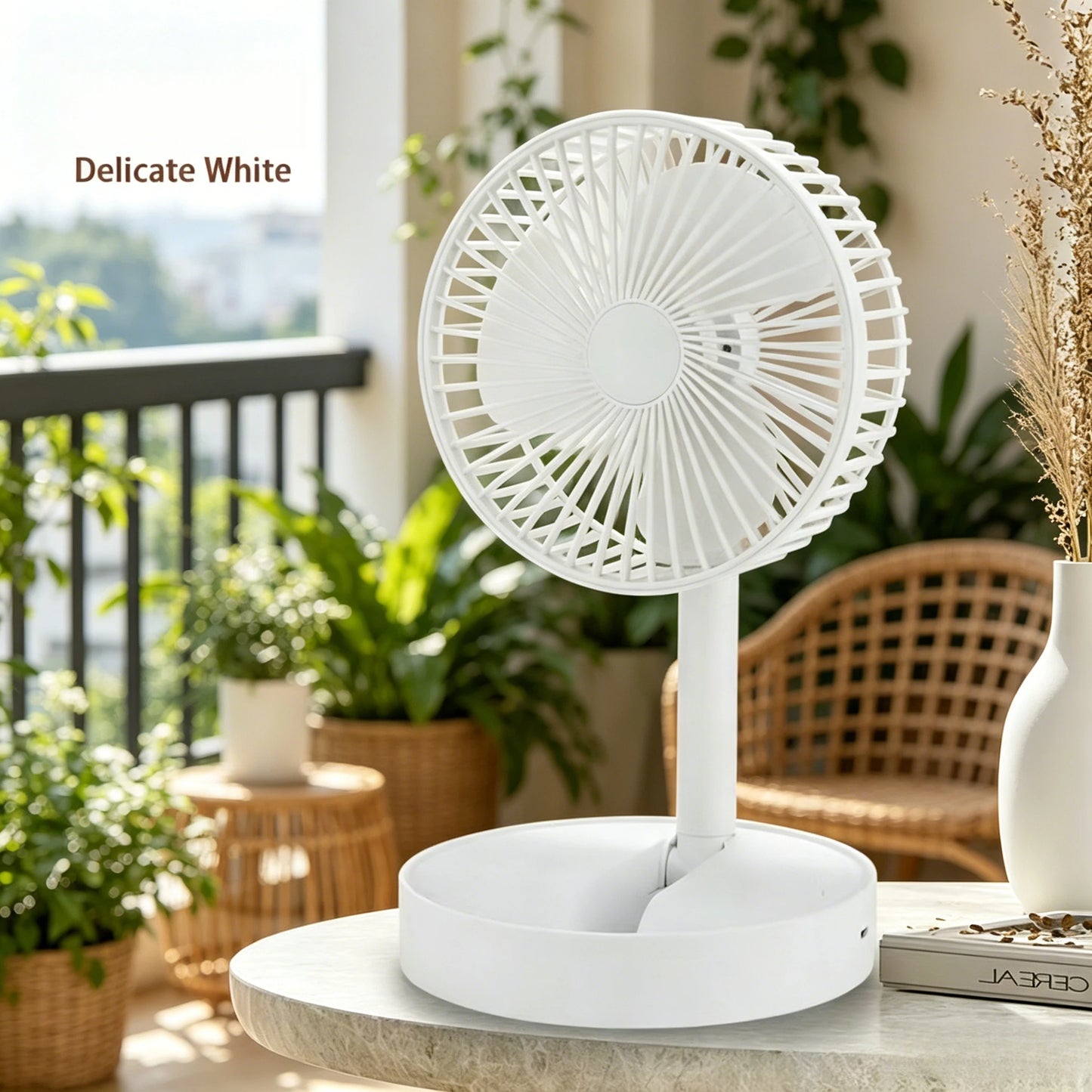 Portable Mini Desk Fan with Built-In Phone Stand | USB Rechargeable