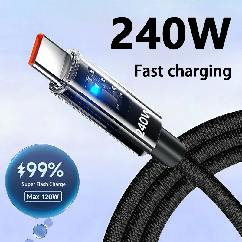 Super Fast Charging USB C Cable | 240W Dual Type C Charger